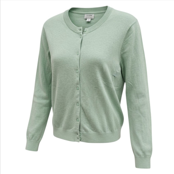 J. Crew Sweaters - J. Crew Classic Crewneck Cardigan Sweater - Light Heathered Teal, Size M